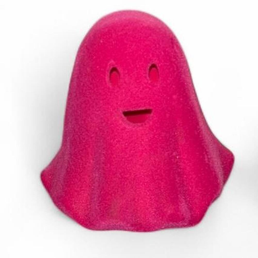 Hot Electric Pink Velvet Flocked Ghost Statue Figure Decor Dopamine Creepycute